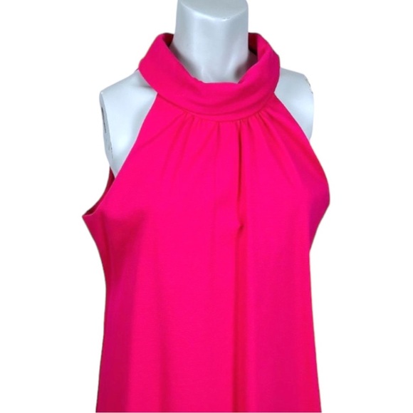 Eliza J Dress Size 12 Shift Mini Hot Pink High Neck Mock Neck - Picture 5 of 9